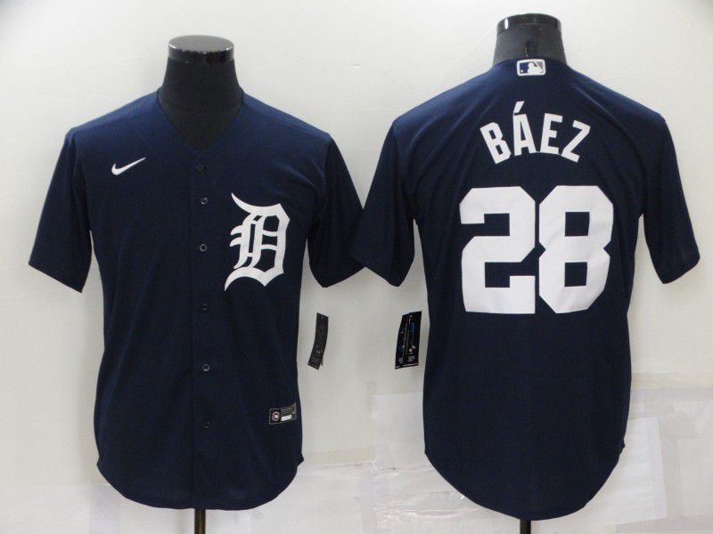 Men Detroit Tigers 28 Baez Blue Game Nike 2022 MLB Jersey